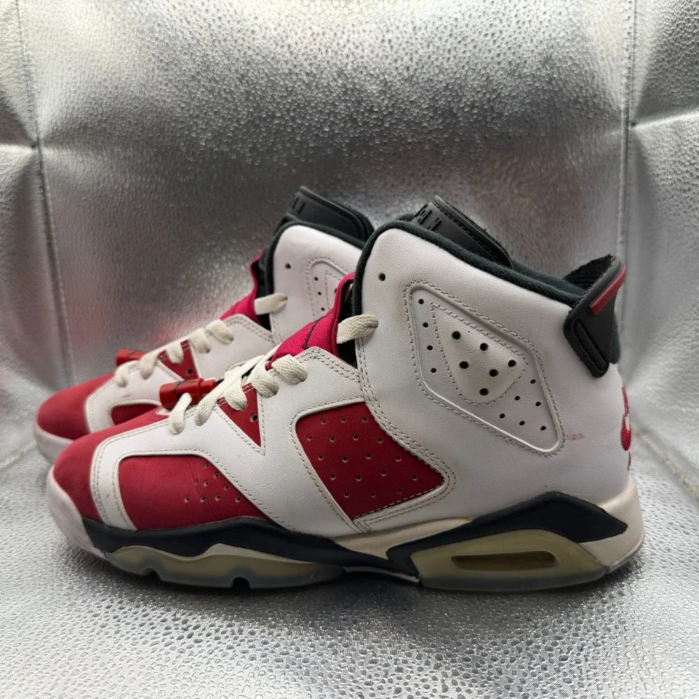 Size 6Y Air Jordan 6 Retro Mid White Carmine Kids Basketball Shoes‎ 384665-106